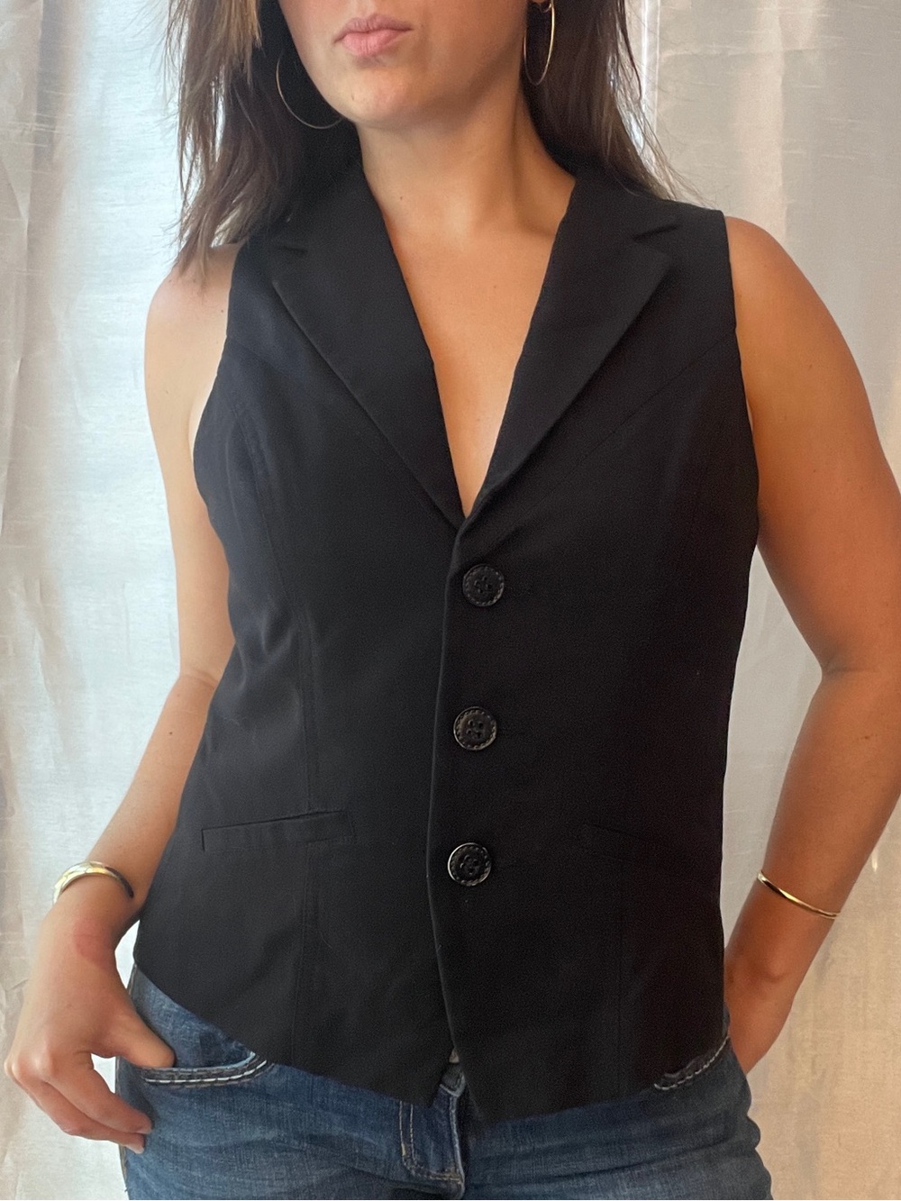 Smart Set Vest Top Women's Medium Black Preppy Dark Feminine Office Siren Y2K